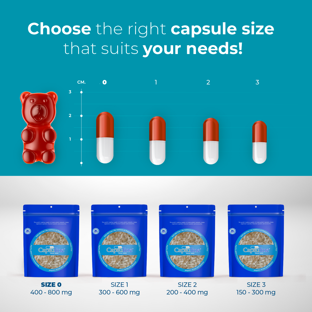 Capsuline PETcaps Bacon Flavored Gelatin Empty Capsules Size 0 100 Count - 100