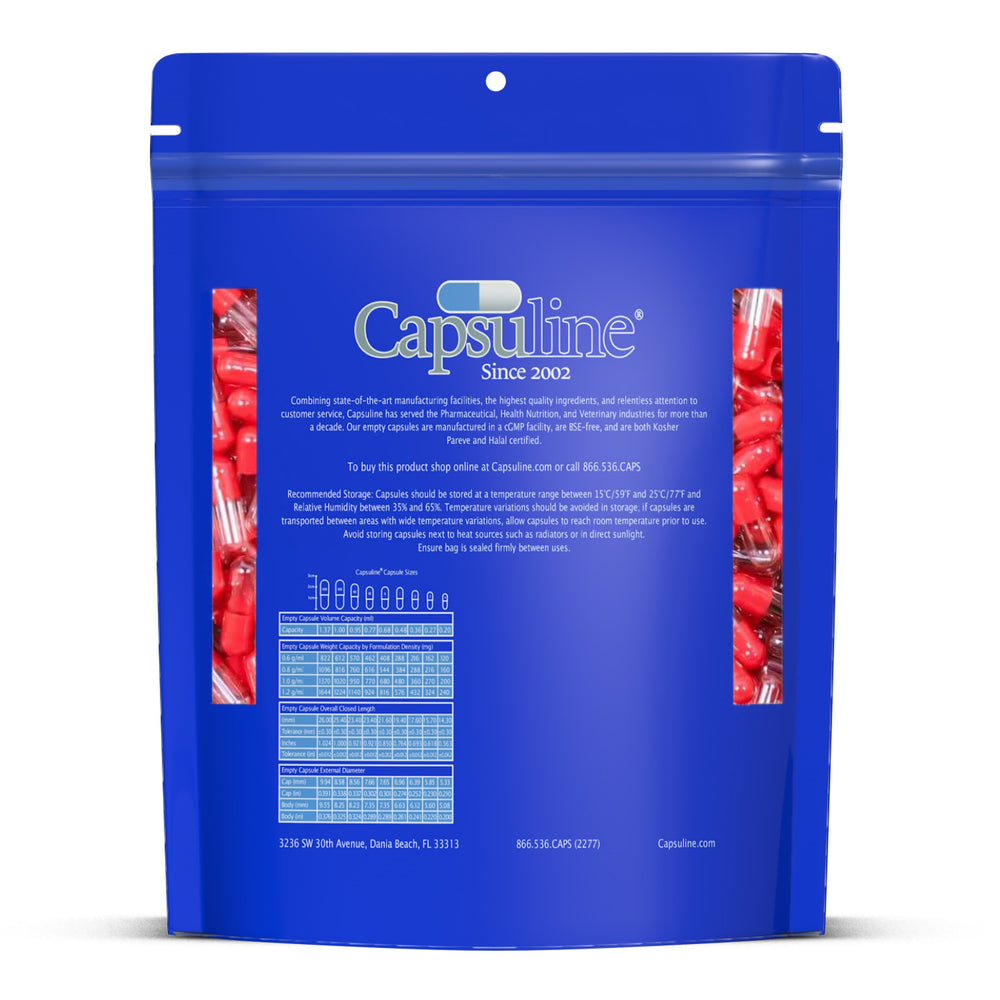 Colored Size 3 Empty Gelatin Capsules by Capsuline - Red/Clear - 5000 Count - 5000