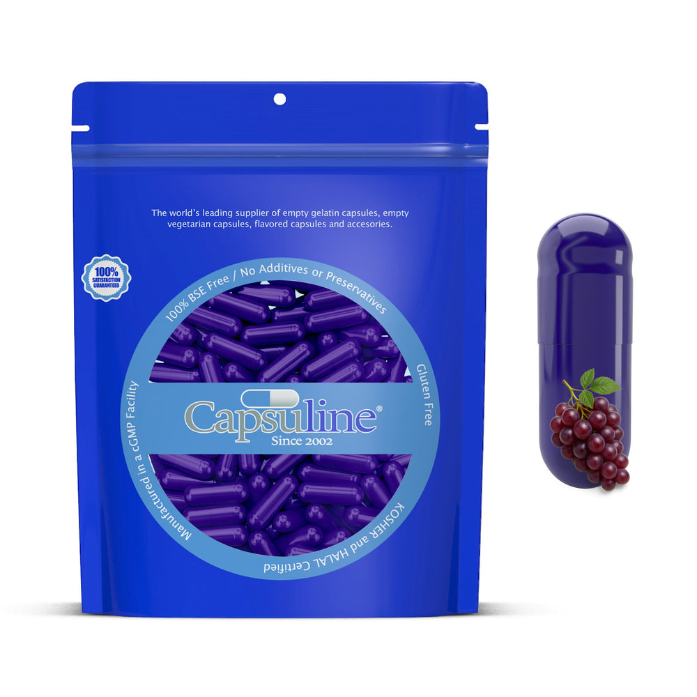 Grape Flavored Gelatin Capsules Size 0 Purple/Purple - 1000 Count - 1000