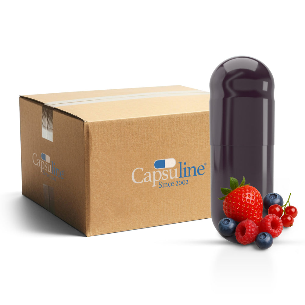 Berry Flavored Gelatin Capsules Size 0 Purple/Purple (Box of 100,000)