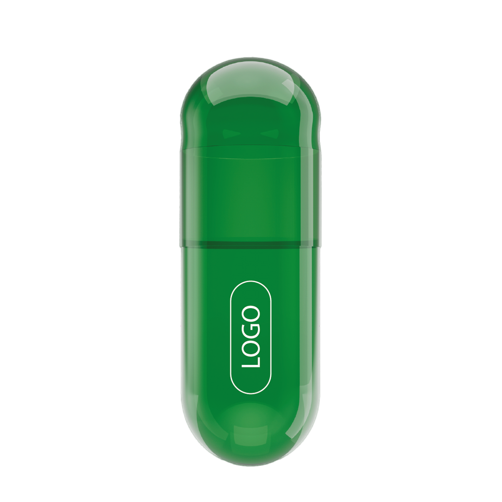 THC Printed Colored Vegetarian Empty Two-Piece Capsules Size 00 - Translucent Green - (Box of 75,000) - THC! Printed Logo