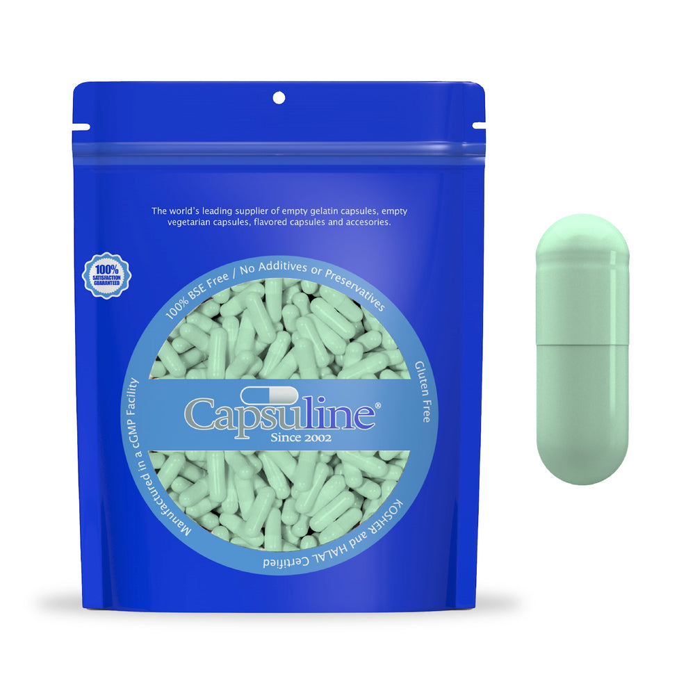 Colored Size 0 Empty Vegetarian Capsules by Capsuline - Sage Green - 1000 Count - 1000