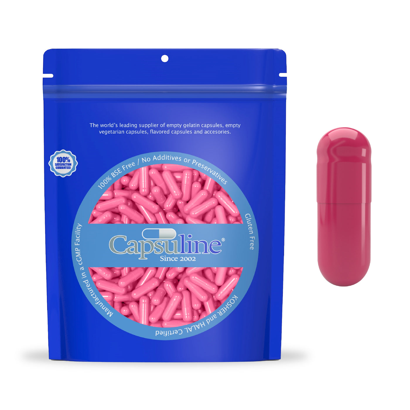 Colored Size 1 Empty Gelatin Capsules by Capsuline - Pink/Pink