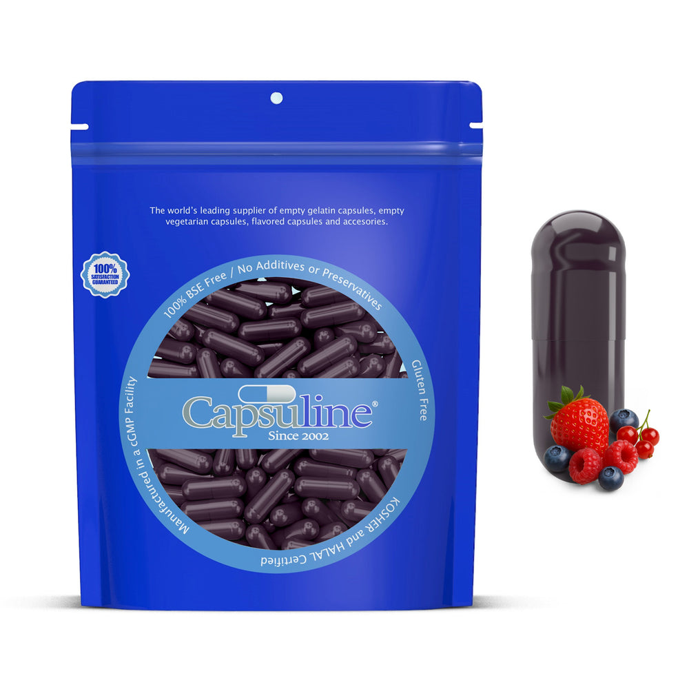 Capsuline Berry Flavored Gelatin Empty Capsules Size 0 Purple/Purple