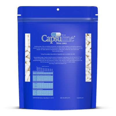 Colored Size 0 Empty Gelatin Capsules by Capsuline - White/White 1000 Count - 1000