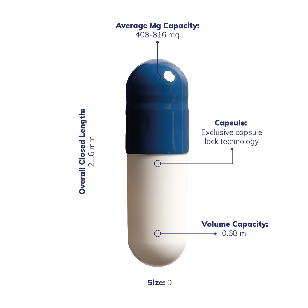 Colored Size 0 Empty Vegetarian Capsules by Capsuline - Blue/White (Box of 100,000) - Blue/White