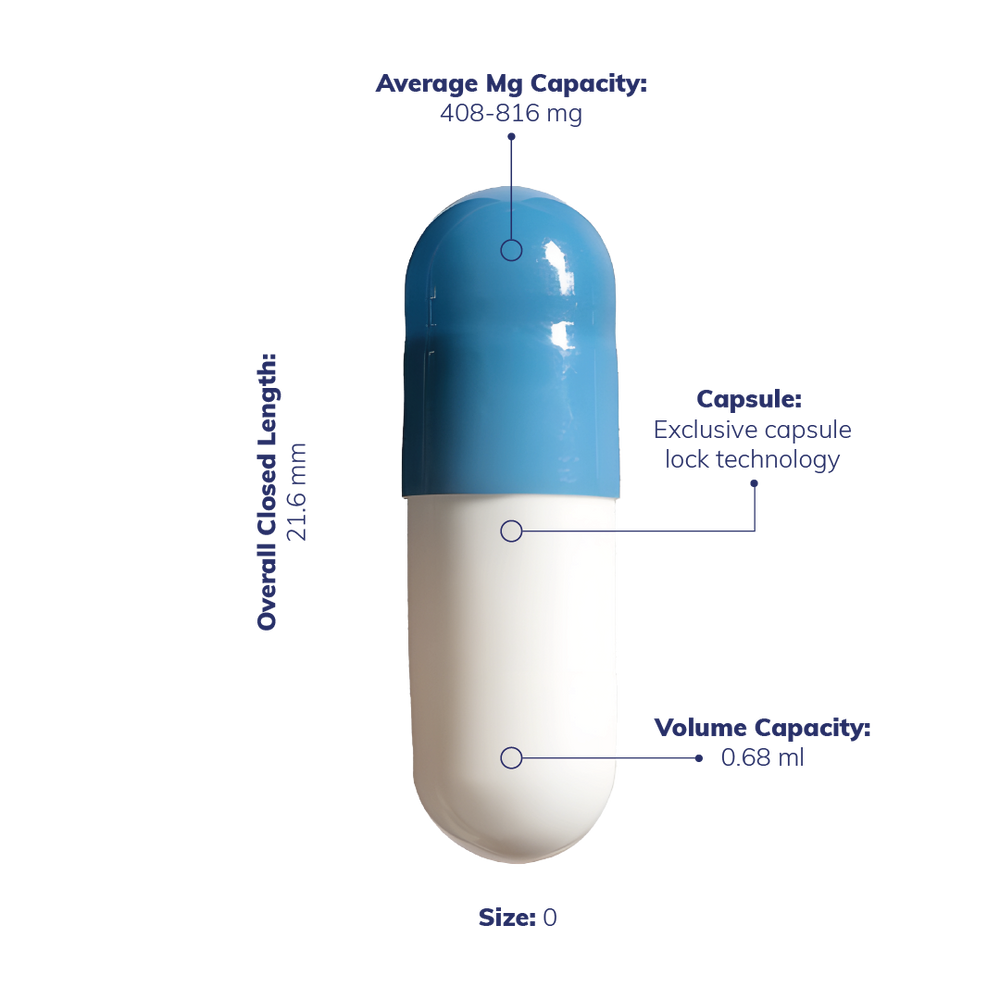 Colored Size 00 Empty Vegetarian Capsules by Capsuline - Blue/White (Box of 75,000) - Blue/White