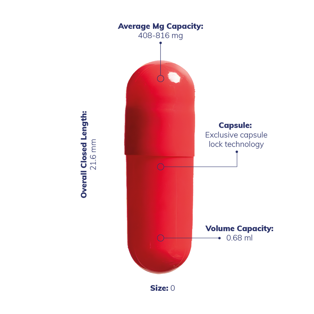 Colored Size 0 Empty Vegetarian Capsules by Capsuline - Red/Red (Box of 100,000) - Red