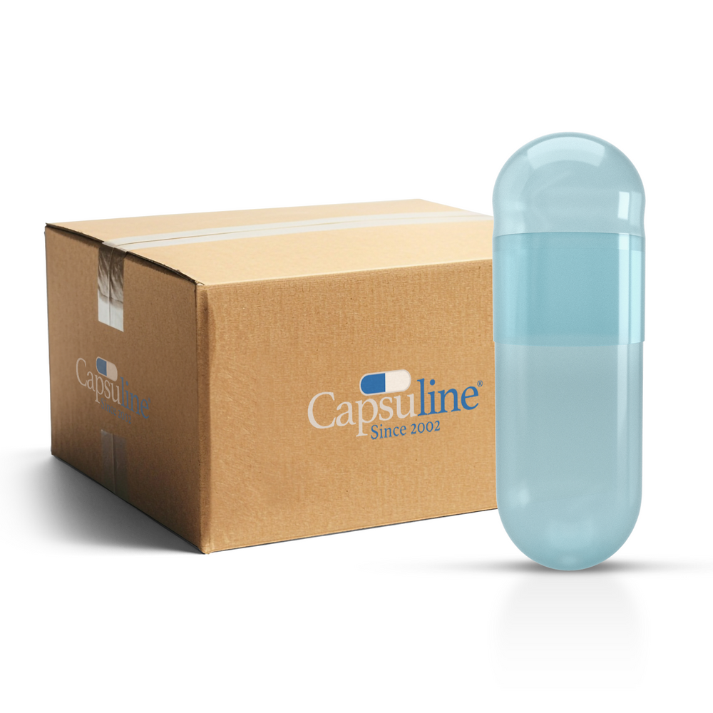 Capsuline Spirulina Natural Colorant Empty Vegetarian Capsules Size 00 - Blue/Blue - TiO2-Free (Box of 75,000)