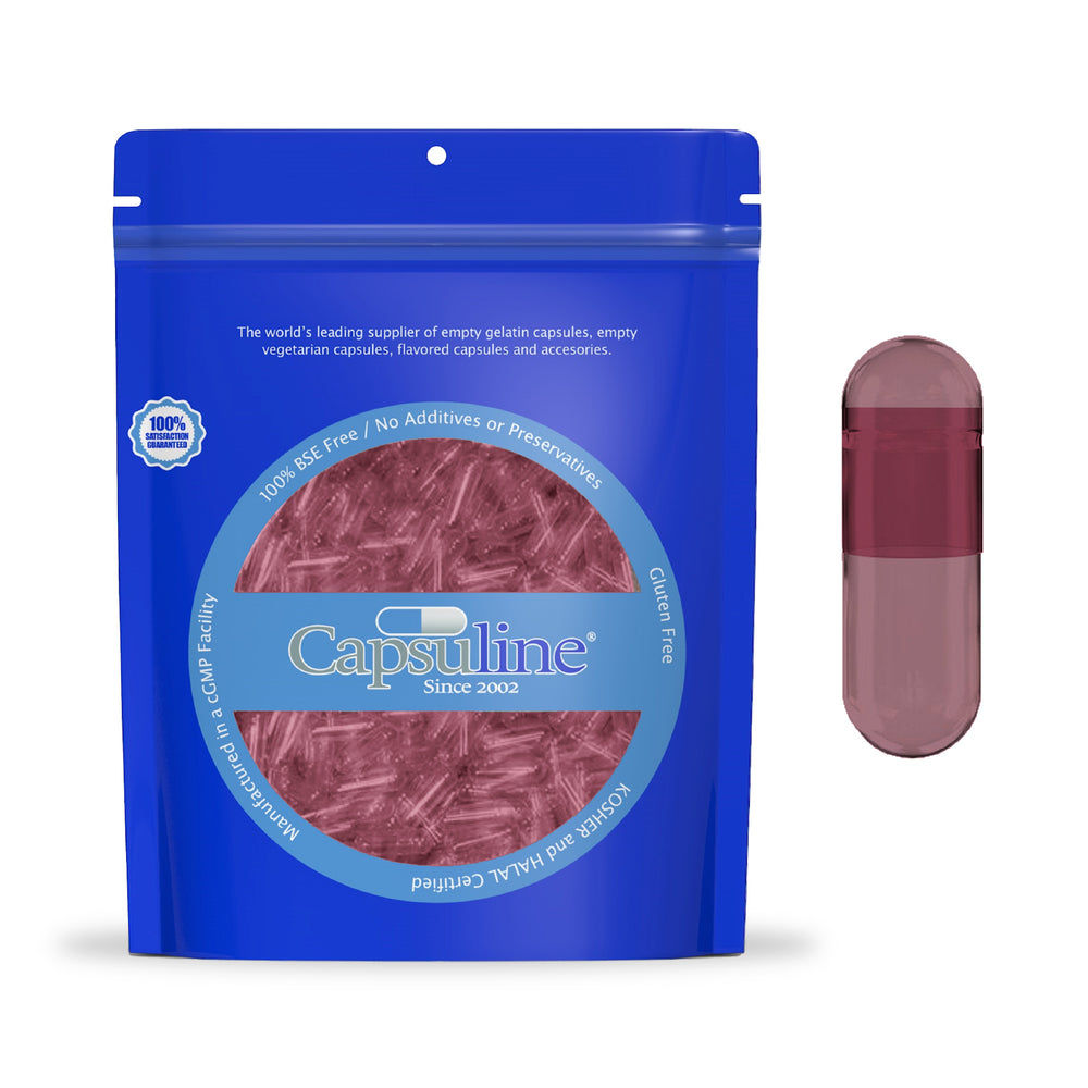 Capsuline Purple Carrot Natural Colorant Empty Vegetarian Capsules Size 00 - Purple - TiO2-Free - 1,000 Count - 1000
