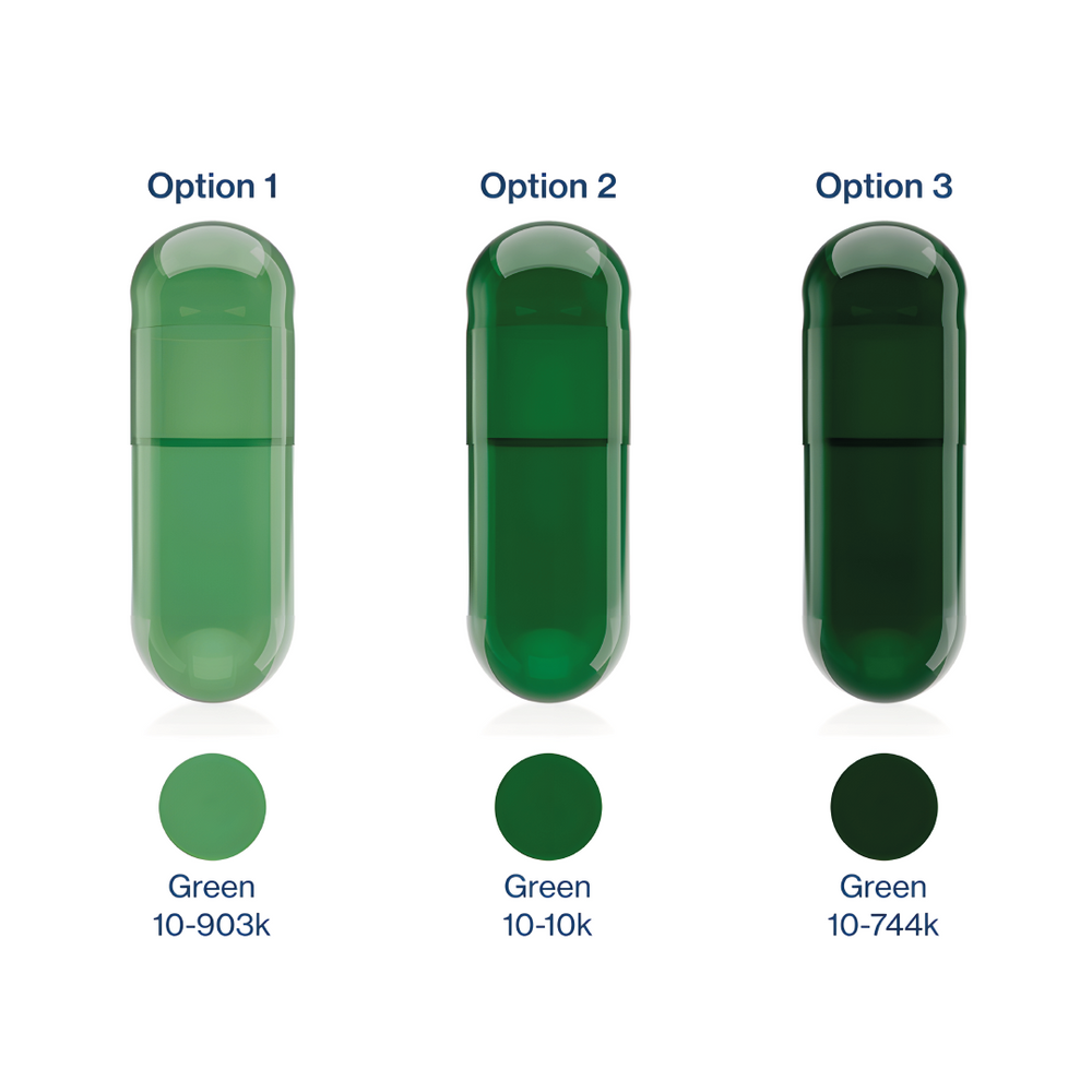 THC Printed Colored Vegetarian Empty Two-Piece Capsules Size 00 - Translucent Green - (Box of 75,000) - THC! Printed Logo