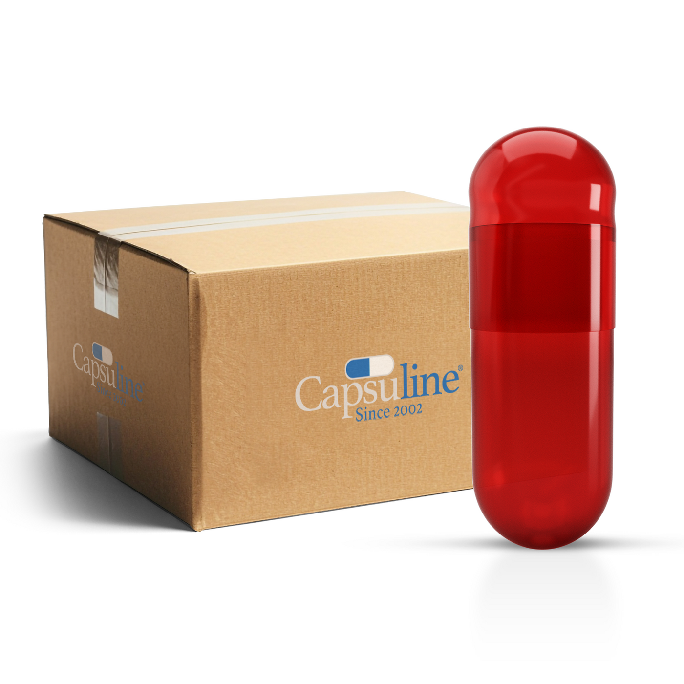 Titanium Dioxide (TiO2) Free - Colored Vegetarian Capsules Size 00 - Red/Red - (Box of 75,000) - Red