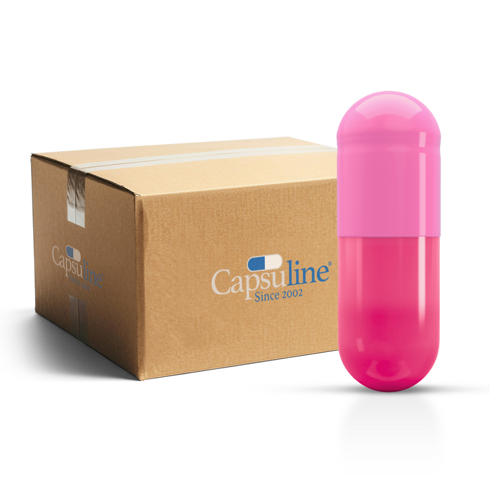 Colored Gelatin Capsules Size 00 Pink/Pink (Box of 75,000) - Pink/Pink