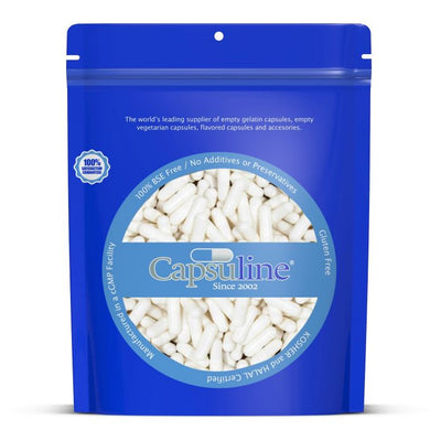 Colored Size 00 Empty Gelatin Capsules by Capsuline - White/White 1000 Count - 1000