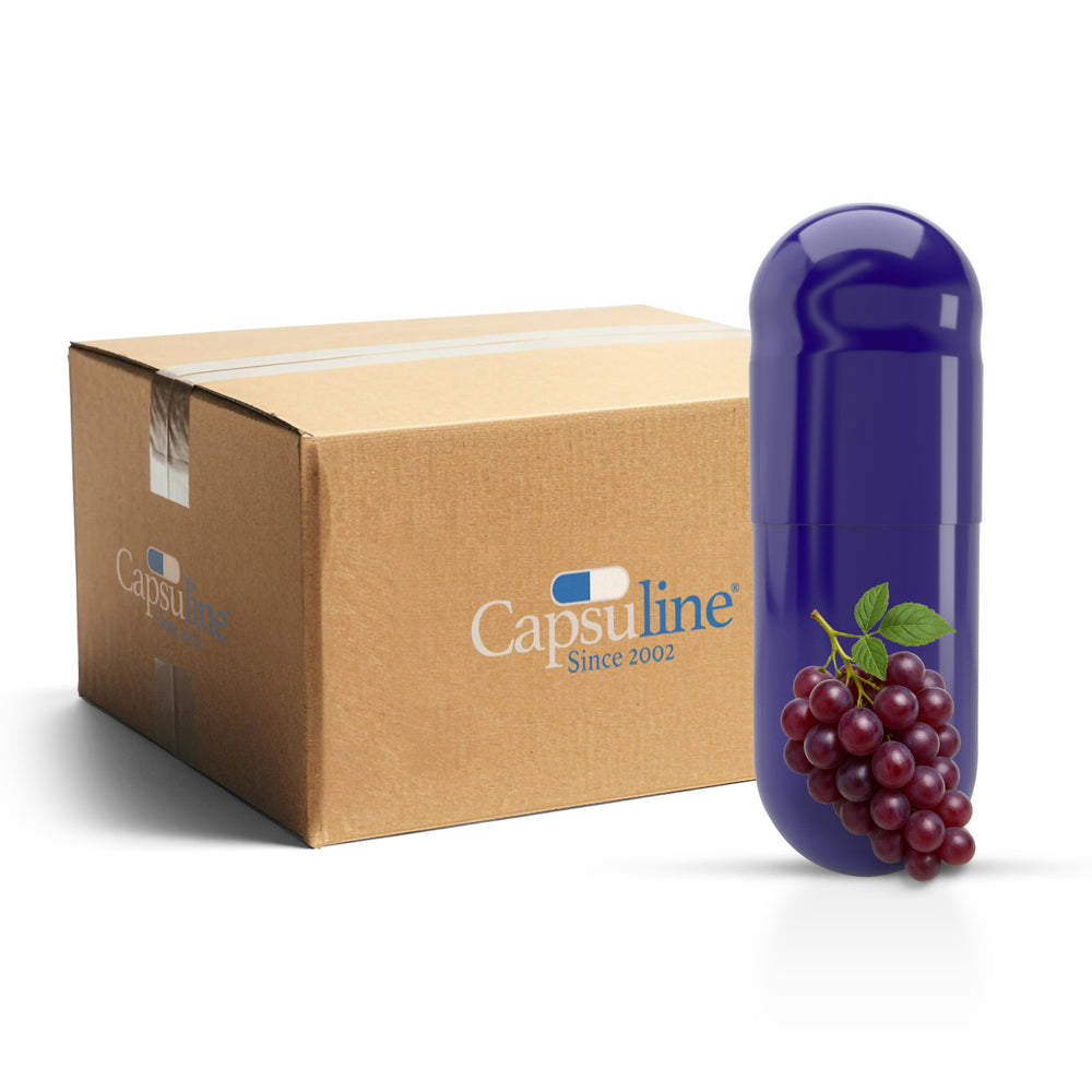 Grape Flavored Gelatin Capsules Size 0 Purple/Purple (Box of 100,000) - Grape