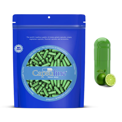 Lime Flavored Gelatin Capsules Size 0 Light Green/Light Green  - 100 Count - 100