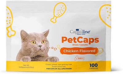 Capsuline PetCaps Chicken Flavored Gelatin Empty Capsules Size 3 100 Count - 100