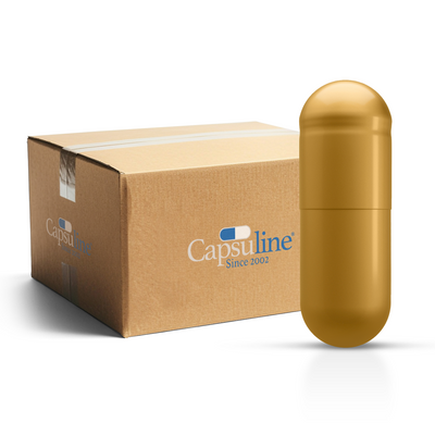 Colored Gelatin Capsules Size 0 Gold/Gold (Box of 100,000) - Gold