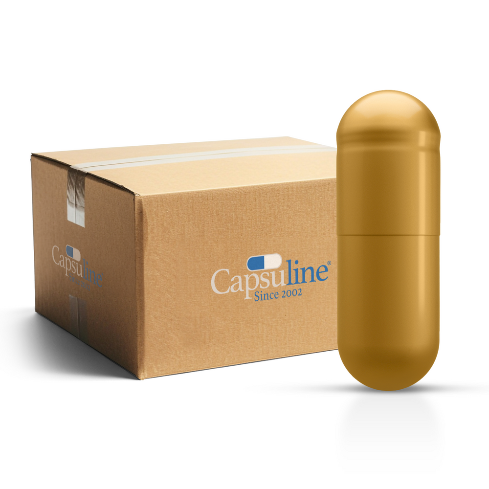 Colored Gelatin Capsules Size 00 Gold (Box of 75,000) - Gold