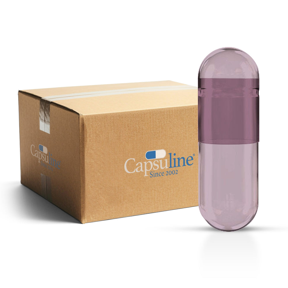 Capsuline Red Carrot Natural Colorant Empty Vegetarian Capsules Size 0 – Purple/Purple – TiO2 - Free (Box of 100,000)