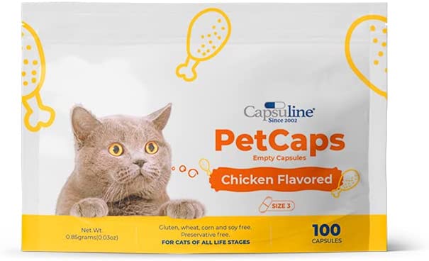 Capsuline PetCaps Chicken Flavored Gelatin Empty Capsules Size 3 1000 Count - 1000