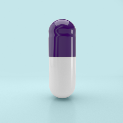 Colored Gelatin Capsules Size 0 Purple/White (Box of 100,000) - Purple/White