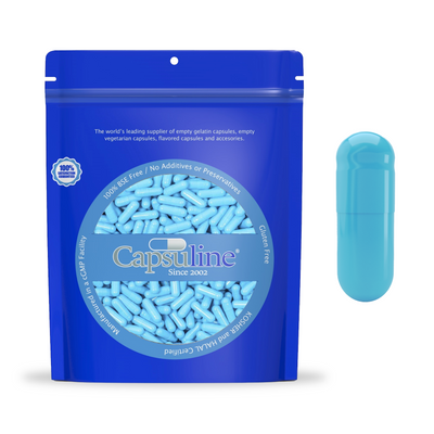 Colored Size 1 Empty Gelatin Capsules by Capsuline - Blue/Blue - 10000 Count - 10000