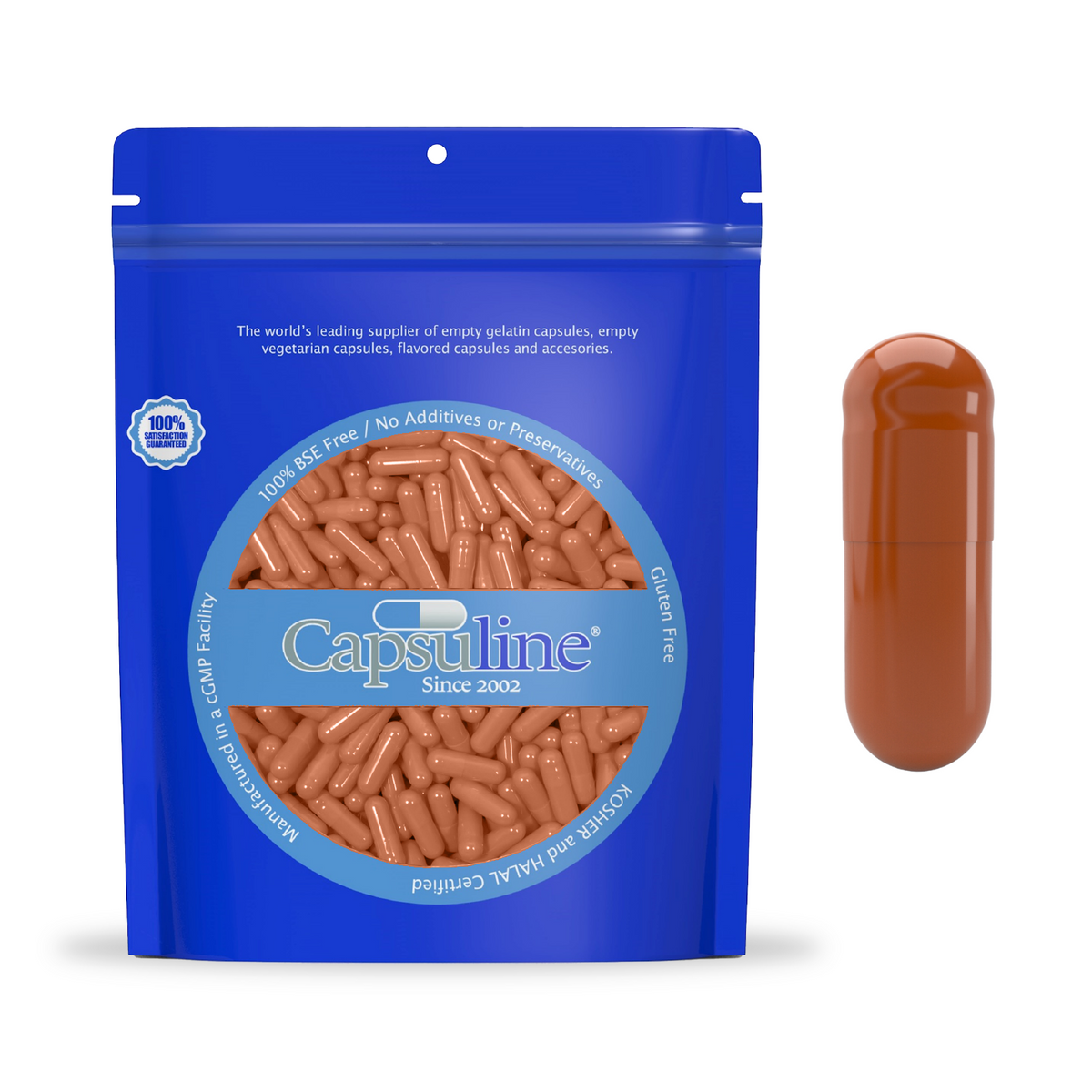 Colored Size 0 Empty Vegetarian Capsules by Capsuline - Orange/Orange - 200 Count - 200