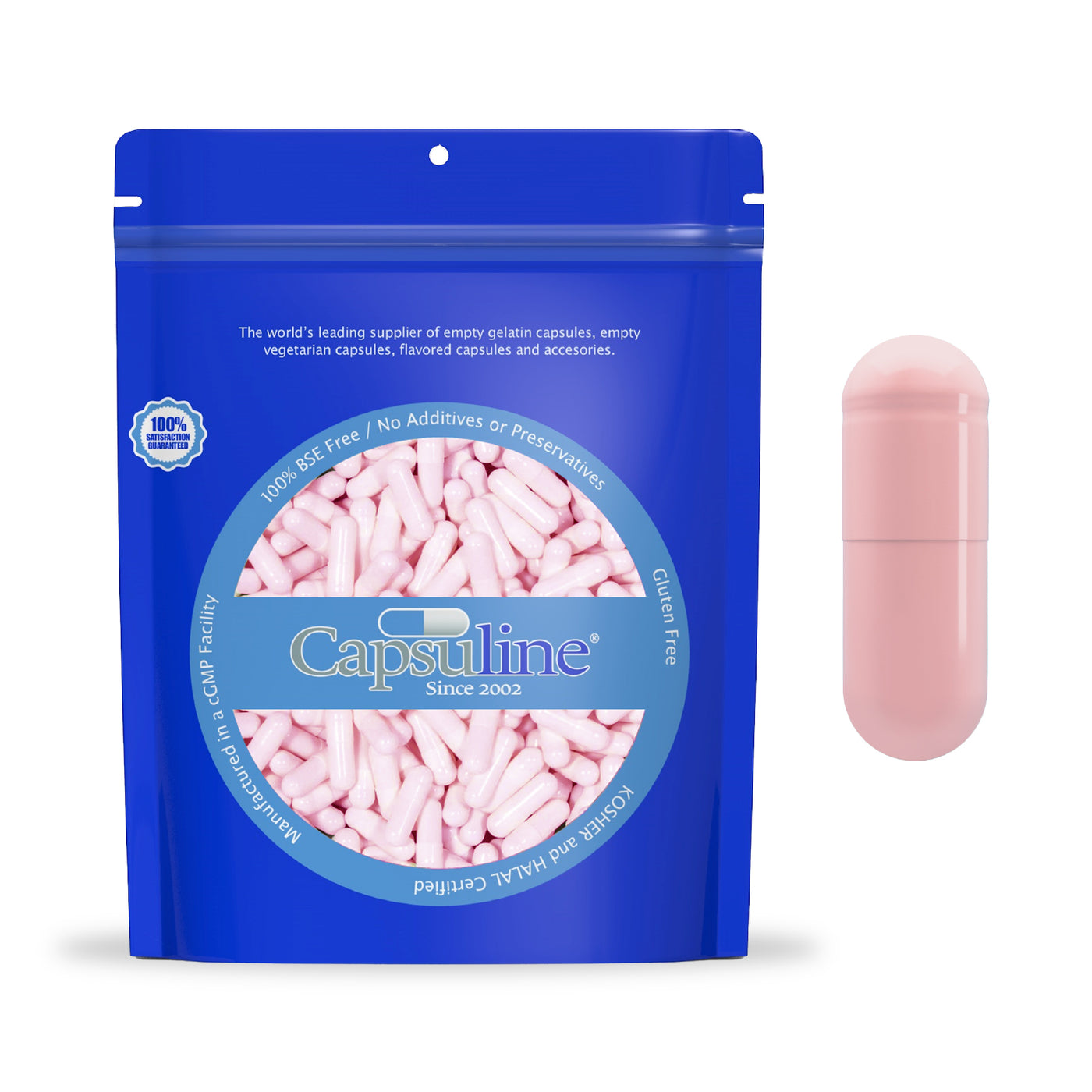 Colored Size 00 Empty Vegetarian Capsules by Capsuline - Pink/Pink