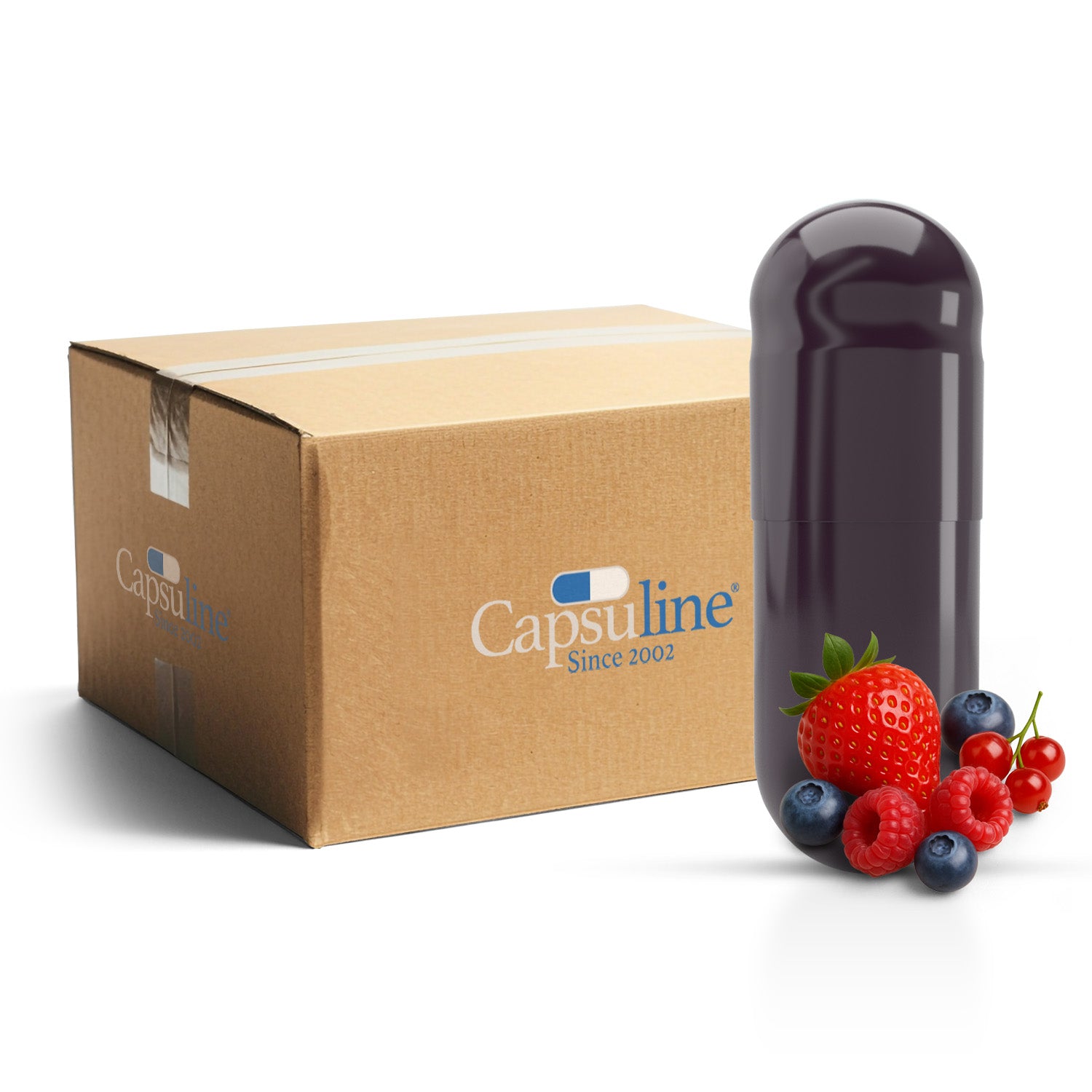 Berry Flavored Gelatin Capsules Size 0 Purple/Purple (Box of 100,000)