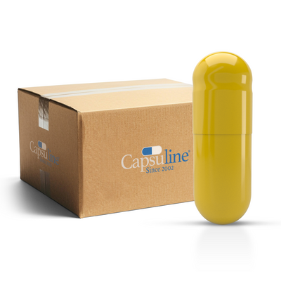 Colored Gelatin Capsules Size 00 Yellow/Yellow (Box of 75,000) - Yellow