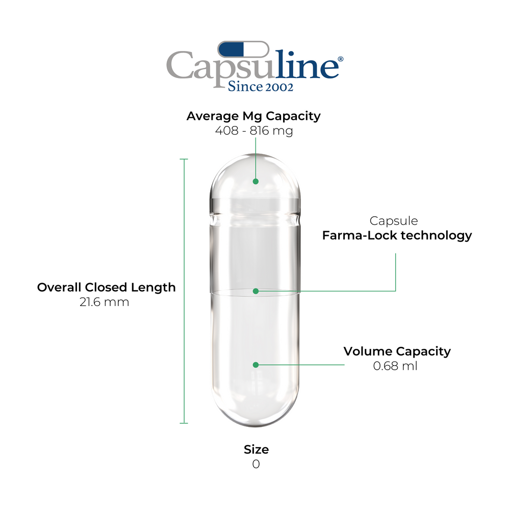 Clear Size 00 Vegetarian Delayed Release Capsules by Capsuline - 100