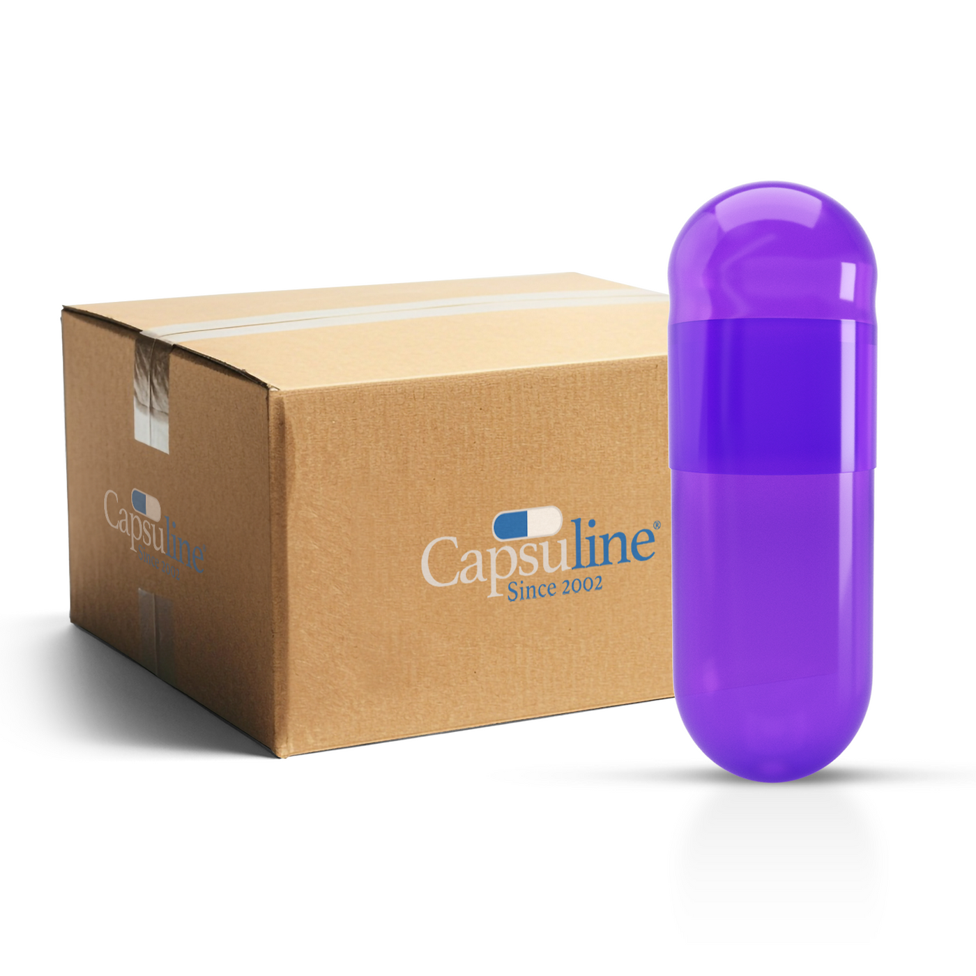 Titanium Dioxide (TiO2) Free - Colored Gelatin Capsules Size 00 Purple/Purple (Box of 75,000) - Purple