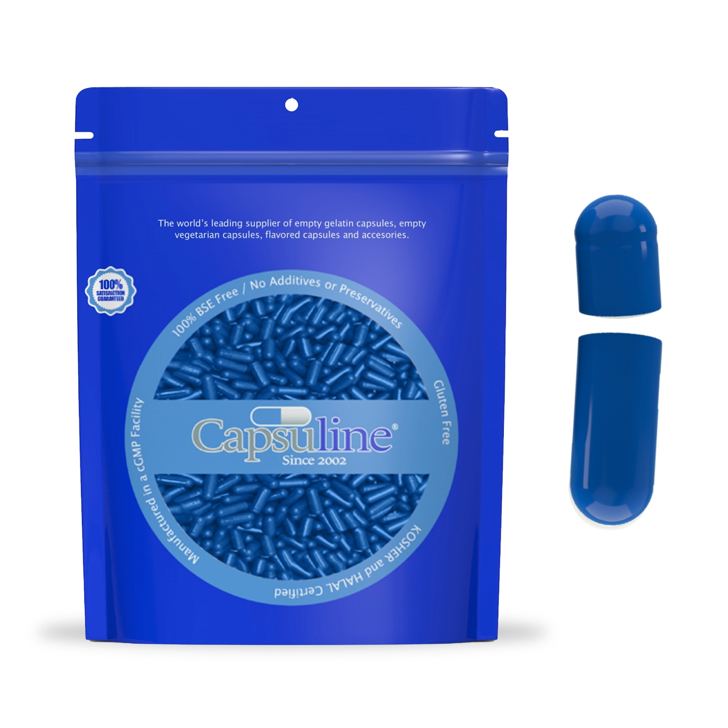 Capsuline Separated Size 0 Blue Gelatin Empty Capsules 1000 Count - 1000