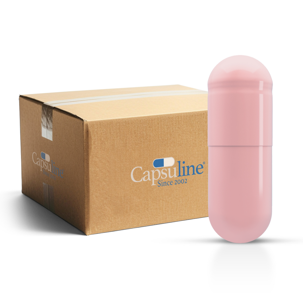 Colored Size 00 Empty Vegetarian Capsules by Capsuline - Pink/Pink (Box of 75,000) - Pink/Pink