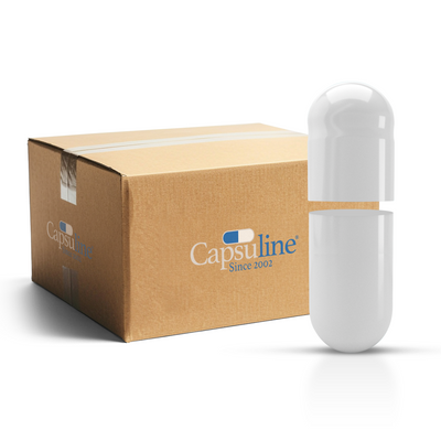 Colored Gelatin Capsules Size 0 White/White (Box of 100,000) - SEPARATED - White