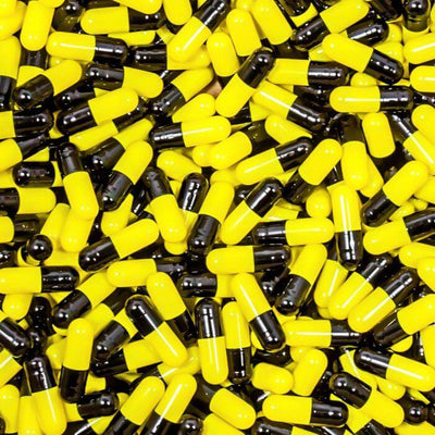 Colored Gelatin Capsules Size 0 Black/Yellow (Box of 100,000) - Black/Yellow