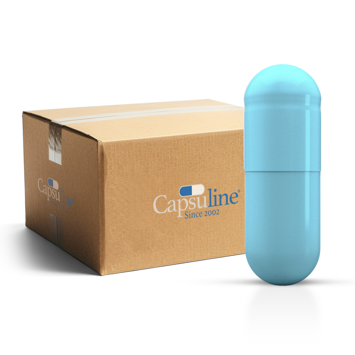 Colored Size 00 Empty Vegetarian Capsules by Capsuline - Aqua Blue - Box of 75,000 - Aqua Blue