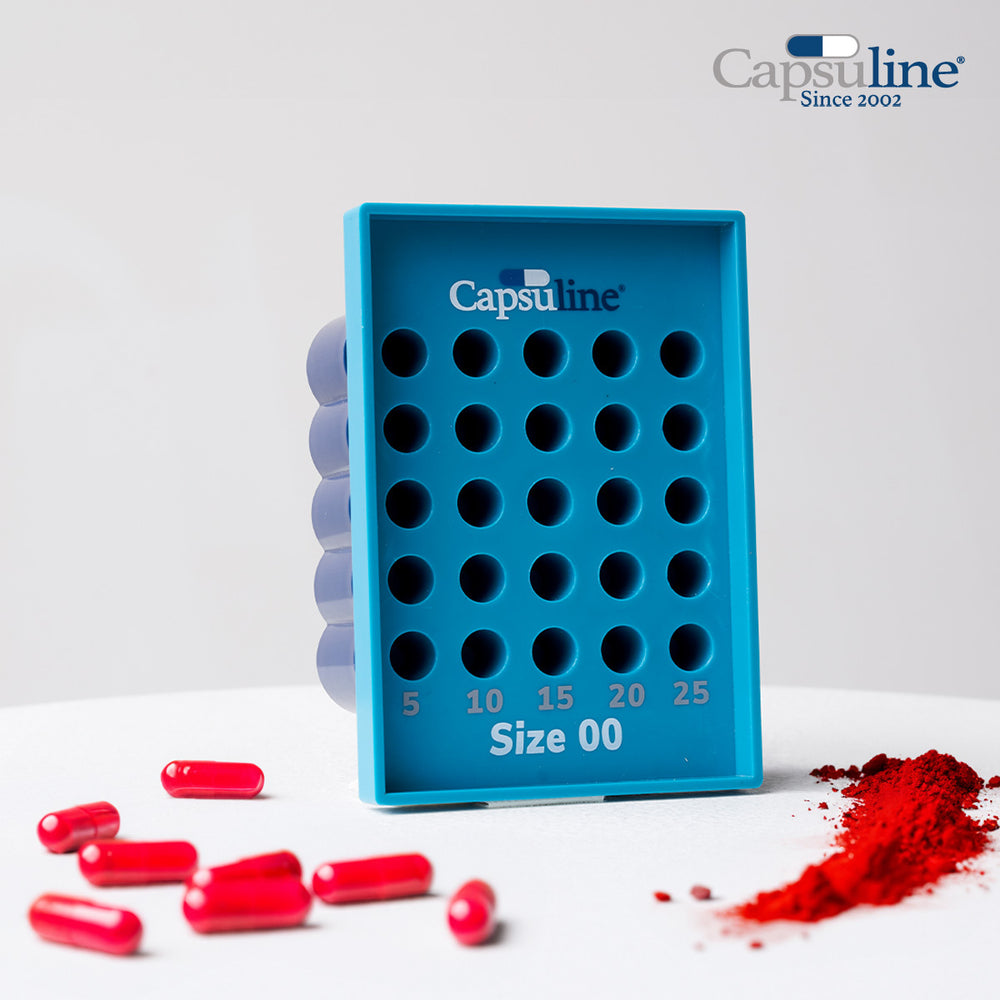 Clear Size 00 Empty Gelatin Capsules by Capsuline - 1000 Count + Holding Tray Size 00 for 25 capsules