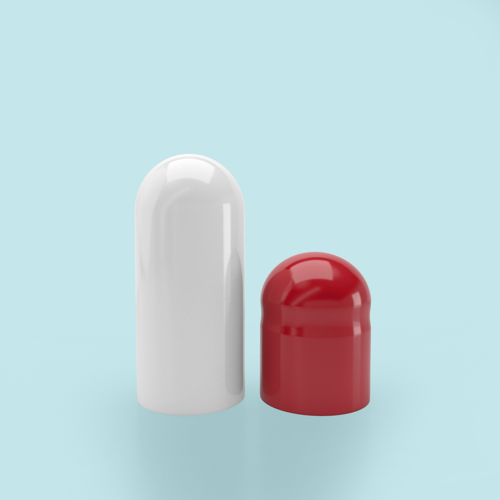 Colored Gelatin Capsules Size 00 Red/White (Box of 75,000) - Red/White