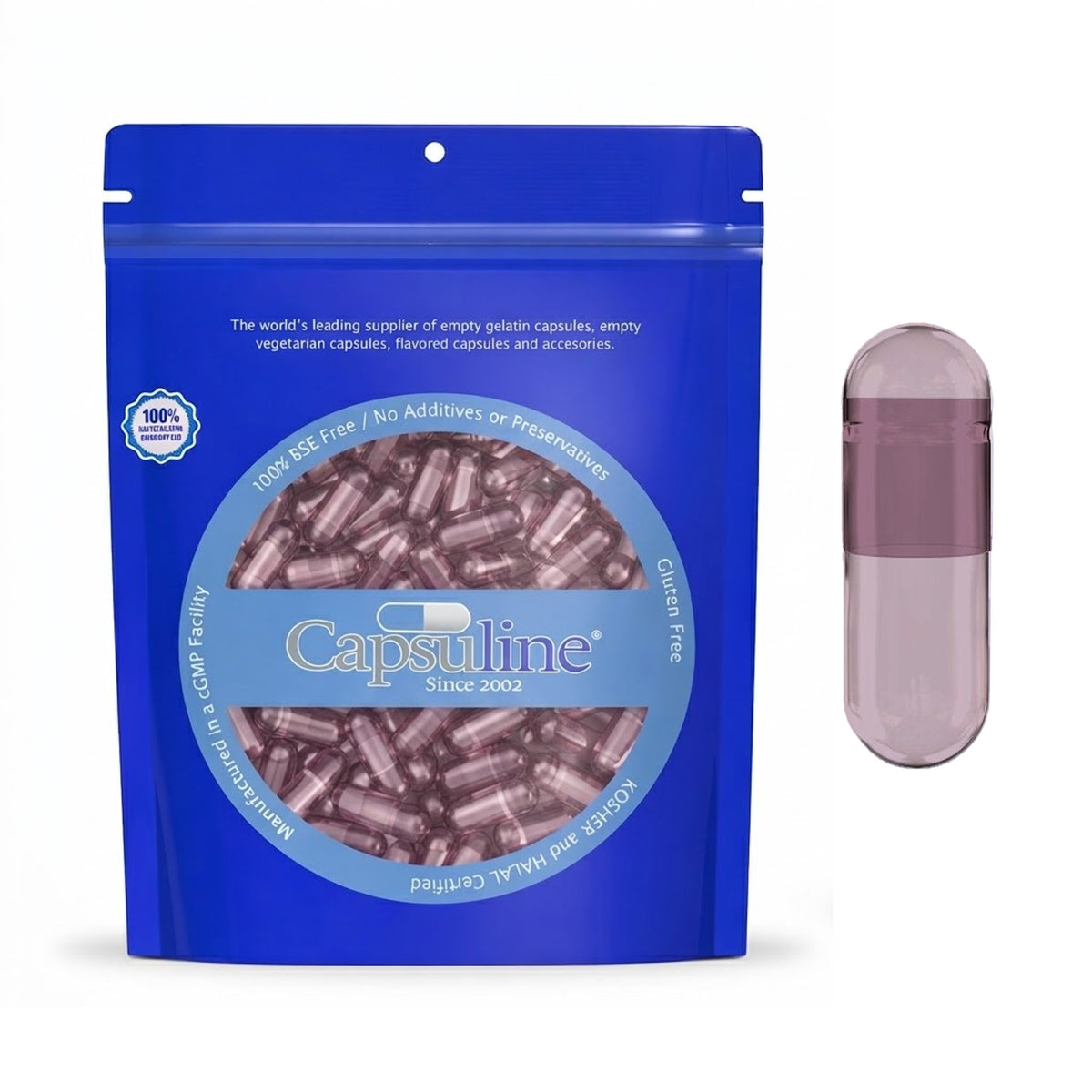 Capsuline Red Carrot Natural Colorant Empty Vegetarian Capsules Size 1 - Purple - TiO2-Free - 1,000 Count - 1000
