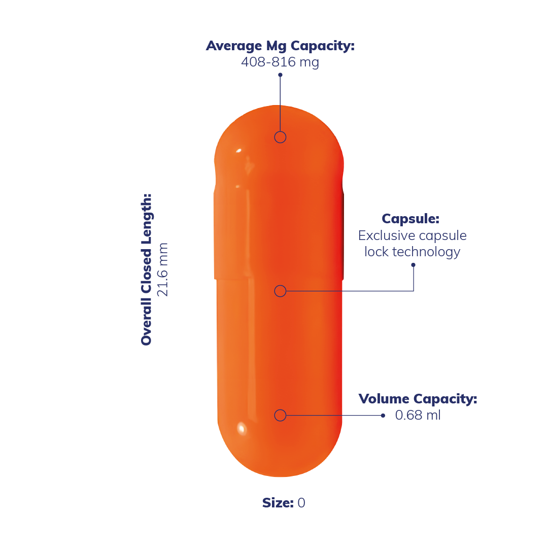 Colored Size 0 Empty Vegetarian Capsules by Capsuline - Orange/Orange (Box of 100,000) - Orange