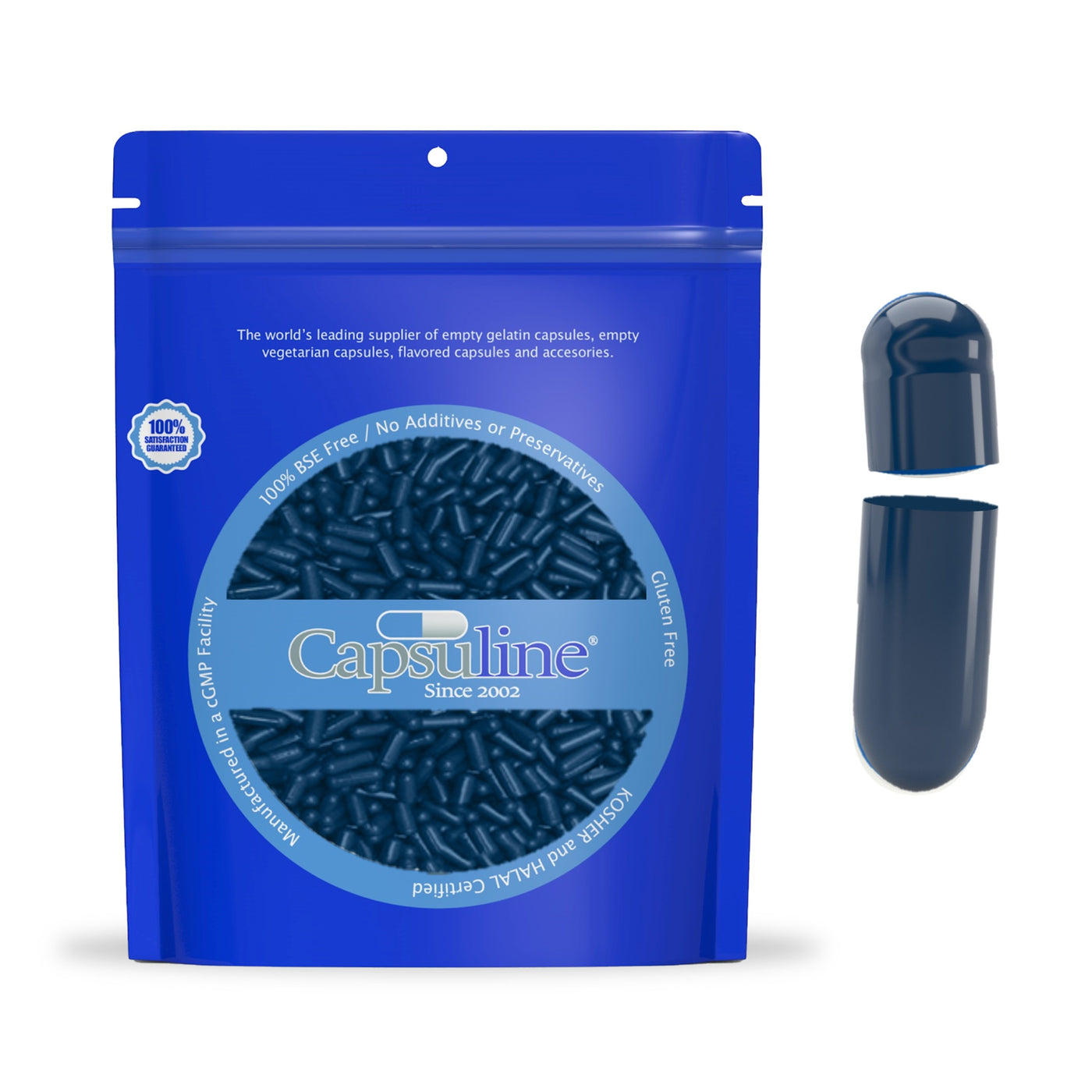 Capsuline Separated Size 00 Dark Blue Gelatin Empty Capsules 1000 Count - 1000