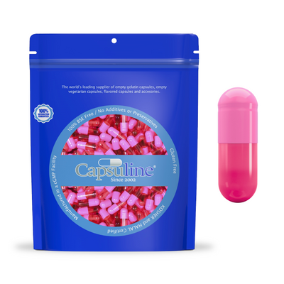 Colored Size 00 Empty Gelatin Capsules by Capsuline - Pink/Pink