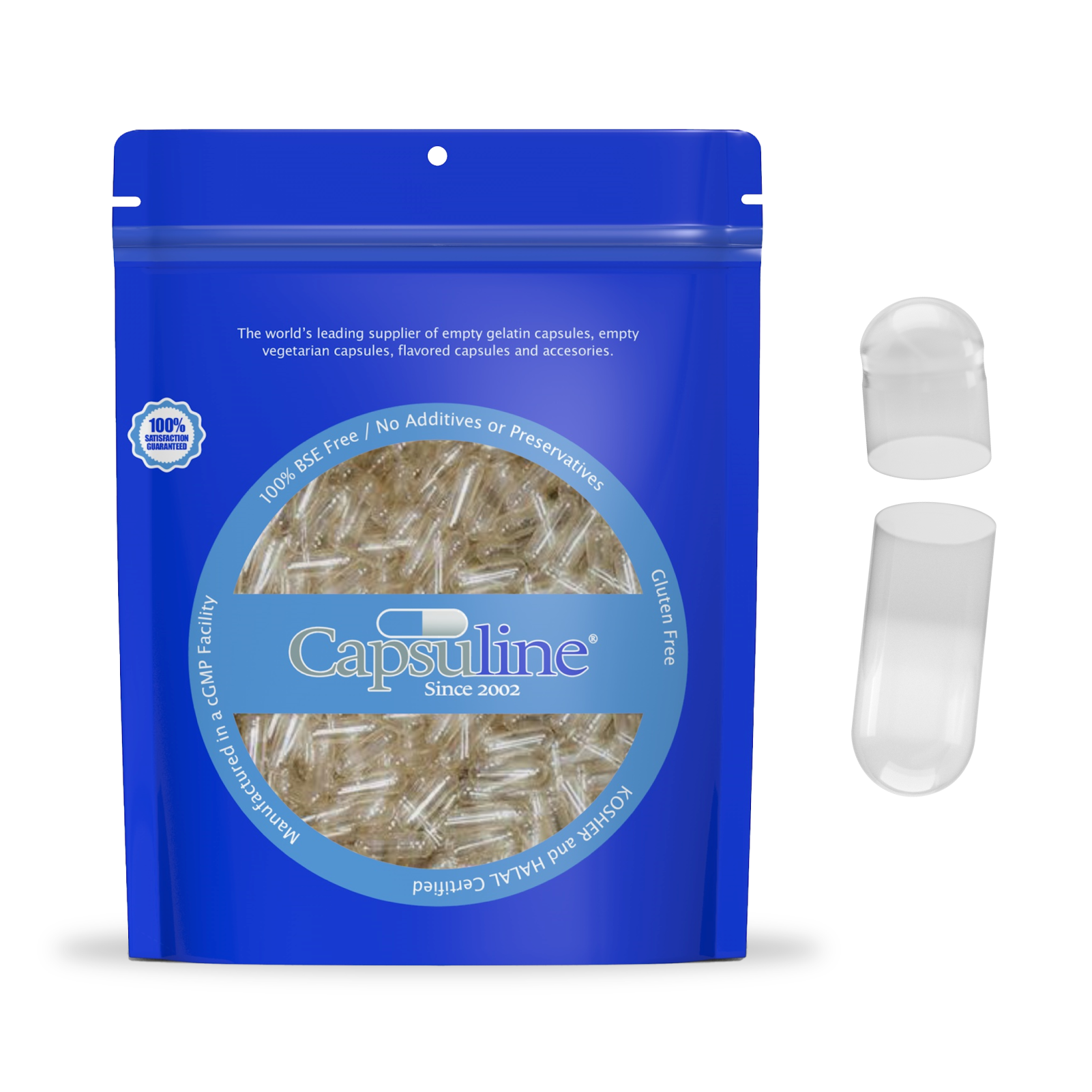 Capsuline Separated Size 00 Clear Gelatin Empty Capsules