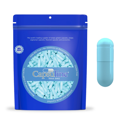 Colored Size 00 Empty Vegetarian Capsules by Capsuline - Aqua Blue 1000 Count - 1000