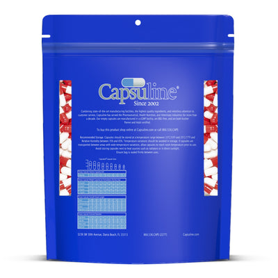 Colored Size 0 Empty Gelatin Capsules by Capsuline - Red/White - 5000 Count - 5000