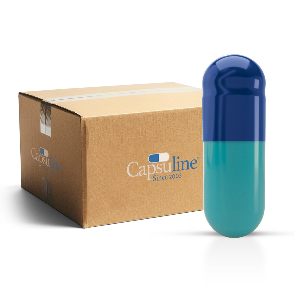 Colored Gelatin Capsules Size 00 Blue/Green (Box of 75,000) - Blue/Green
