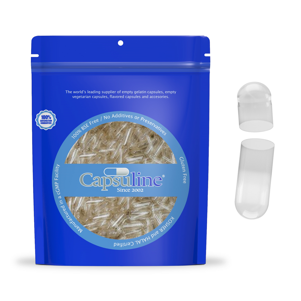 Capsuline Separated Size 00 Clear Gelatin Empty Capsules 5000 Count - 5000