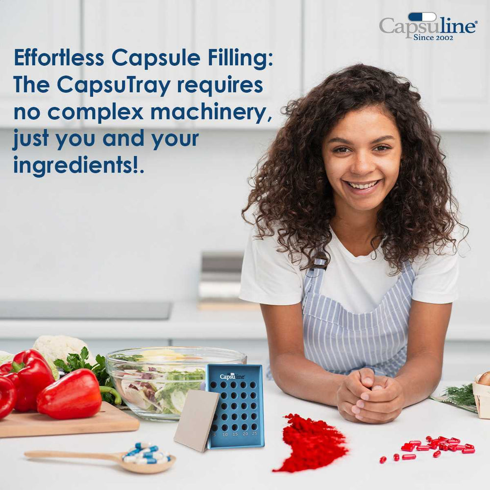 Clear Size 00 Empty Gelatin Capsules by Capsuline - 1000 Count + Holding Tray Size 00 for 25 capsules